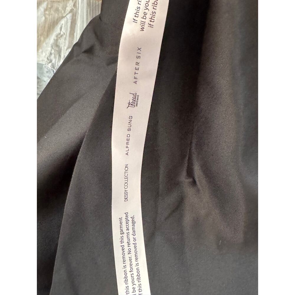 NEW Alfred Sung Strapless Satin Column Dress with Removeable Train Black Size 2 - Picture 9 of 13